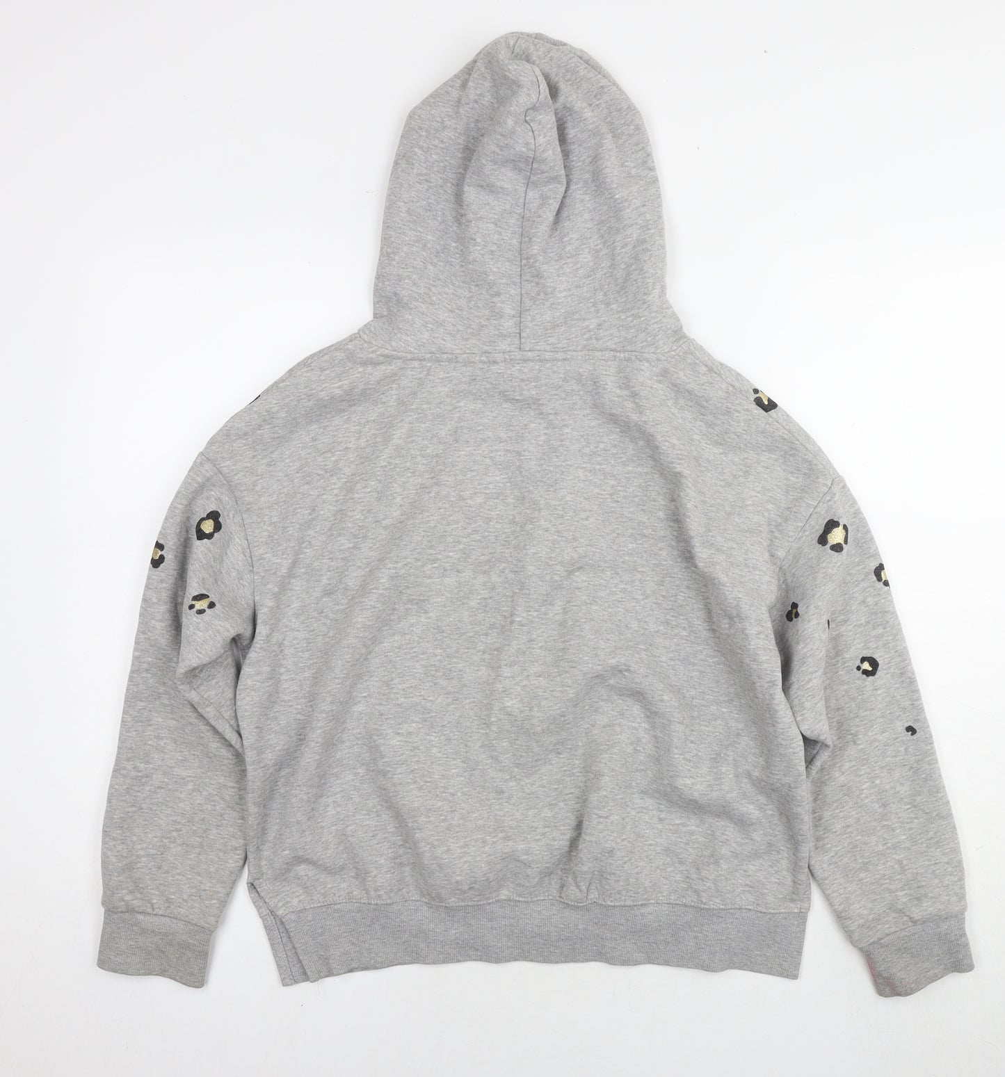 NEXT Womens Silver Cotton Pullover Hoodie Size S Pullover - Leopard detail
