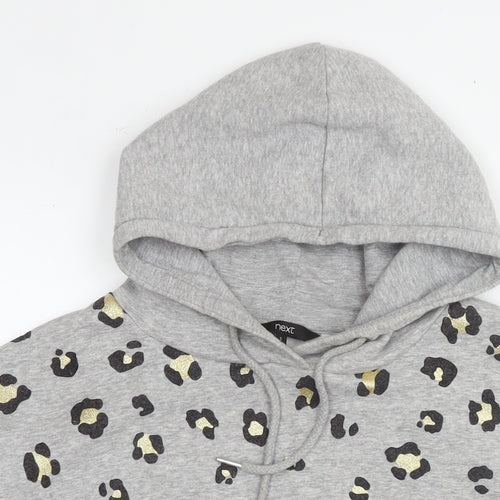 NEXT Womens Silver Cotton Pullover Hoodie Size S Pullover - Leopard detail