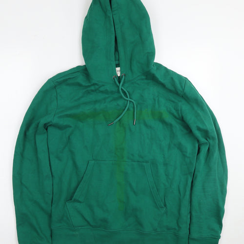 Marks and Spencer Mens Green Cotton Pullover Hoodie Size M - T