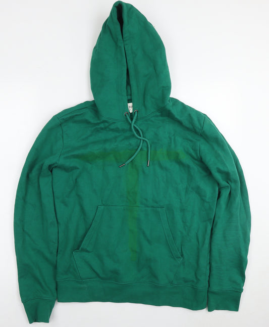 Marks and Spencer Mens Green Cotton Pullover Hoodie Size M - T