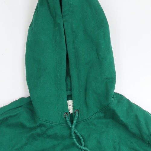 Marks and Spencer Mens Green Cotton Pullover Hoodie Size M - T