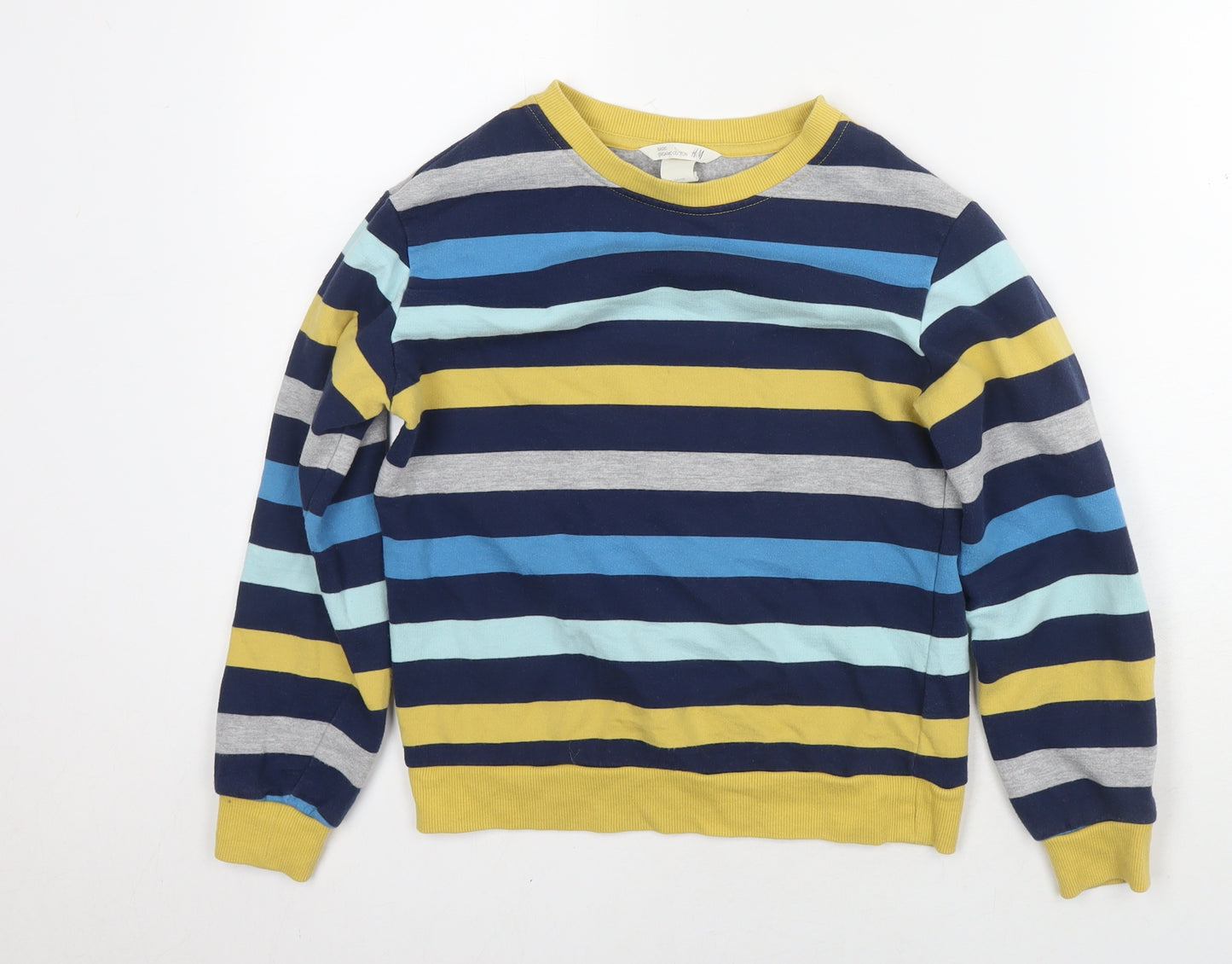 H&M Boys Multicoloured Striped Cotton Pullover Sweatshirt Size 8-9 Years Pullover - Age 8-10 Years