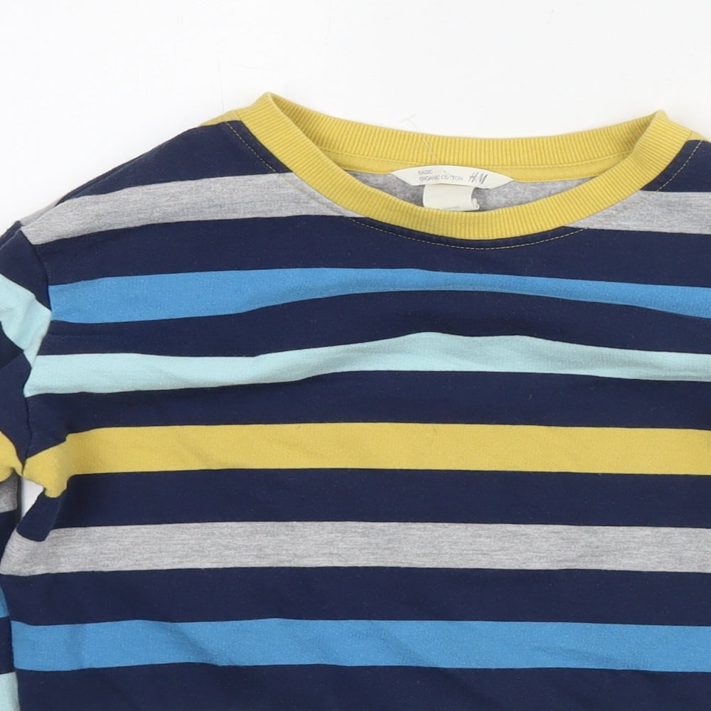 H&M Boys Multicoloured Striped Cotton Pullover Sweatshirt Size 8-9 Years Pullover - Age 8-10 Years