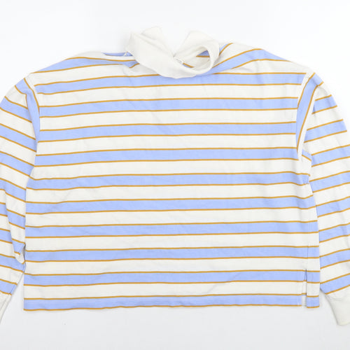 Monki Womens Blue Striped Cotton Pullover Sweatshirt Size S Pullover