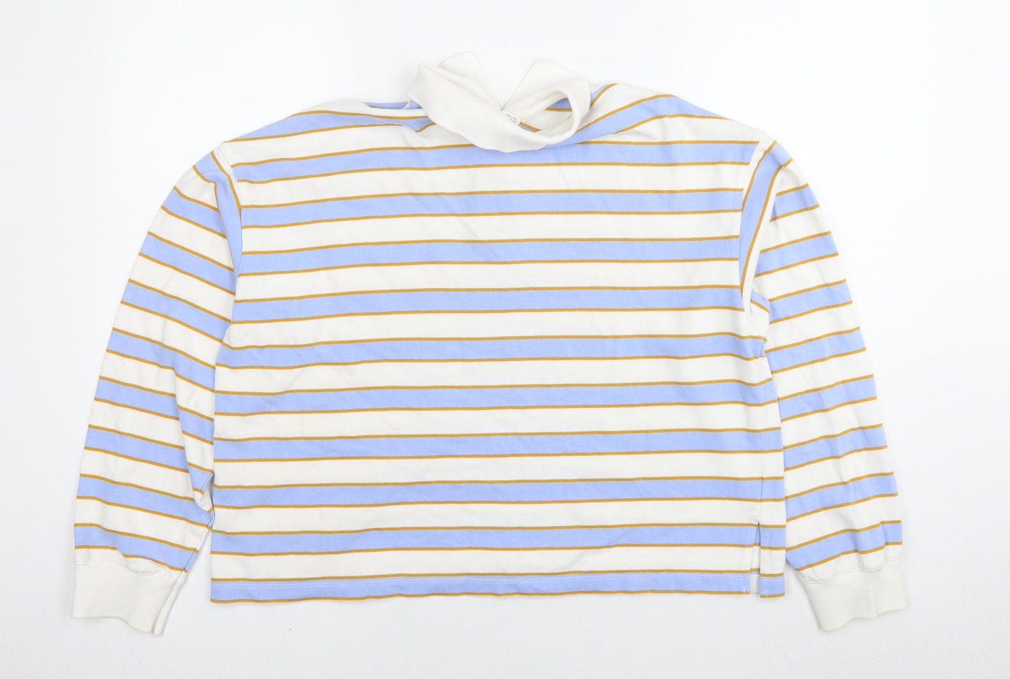 Monki Womens Blue Striped Cotton Pullover Sweatshirt Size S Pullover