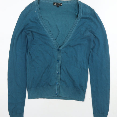 New Look Womens Blue V-Neck Polyester Cardigan Jumper Size 10