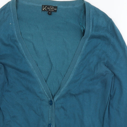 New Look Womens Blue V-Neck Polyester Cardigan Jumper Size 10