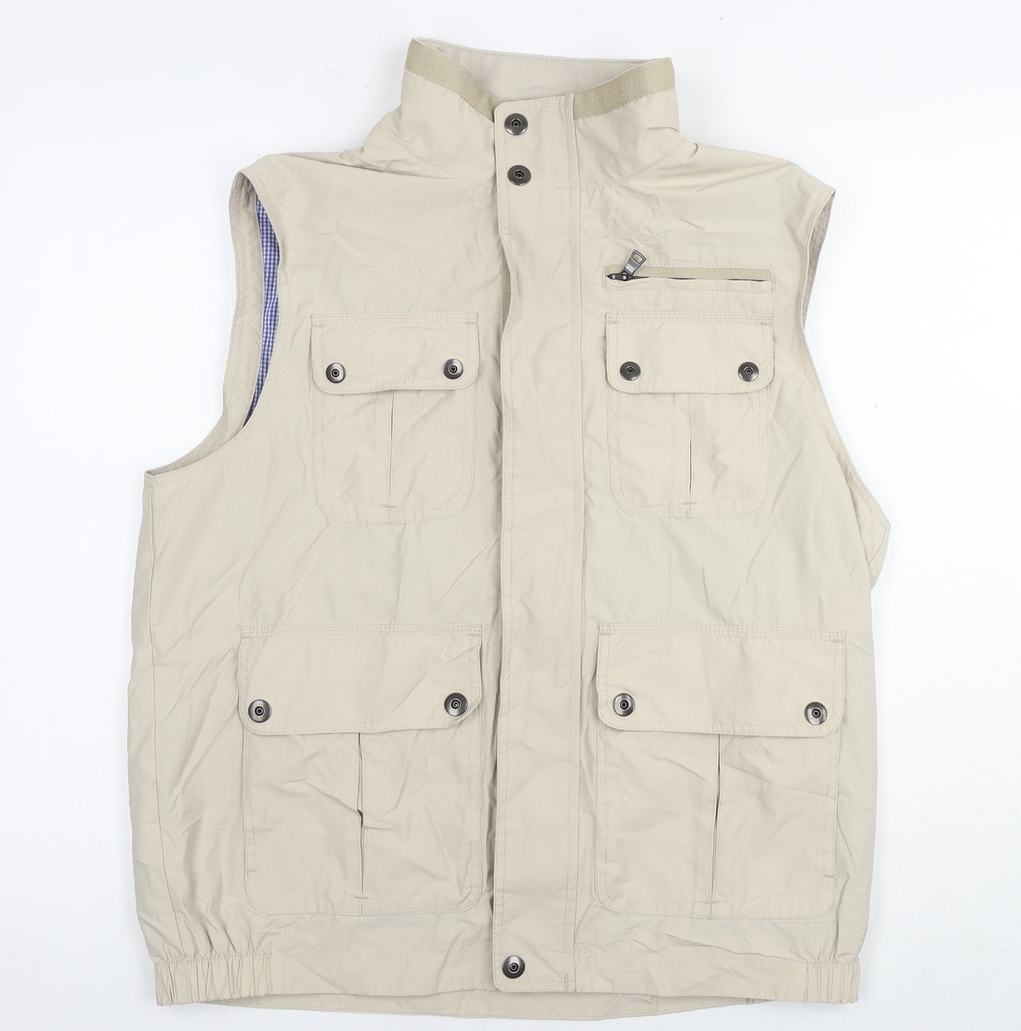 Marks and Spencer Mens Beige Gilet Waistcoat Size M Zip