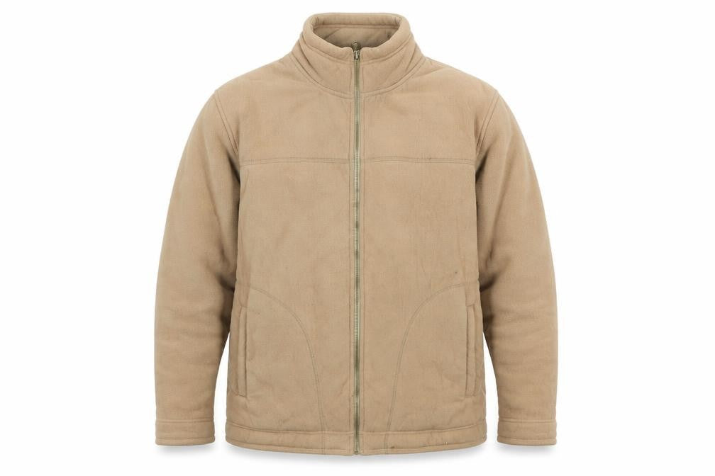 Front view of Marks & Spencer men’s beige jacket, size L, zip