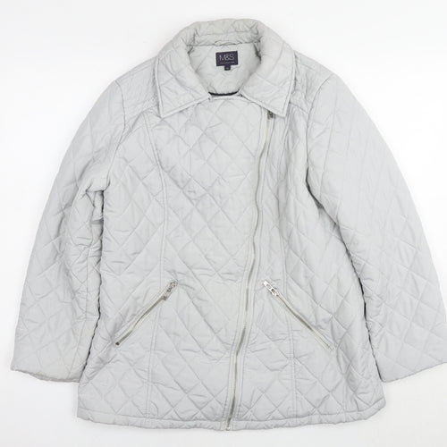 Marks and Spencer Womens Grey Quilted Jacket Size 12 Zip