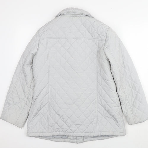 Marks and Spencer Womens Grey Quilted Jacket Size 12 Zip