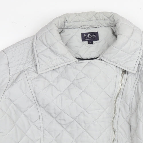 Marks and Spencer Womens Grey Quilted Jacket Size 12 Zip