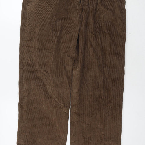 Jolliman Mens Brown Cotton Trousers Size 32 in L31 in Regular Zip