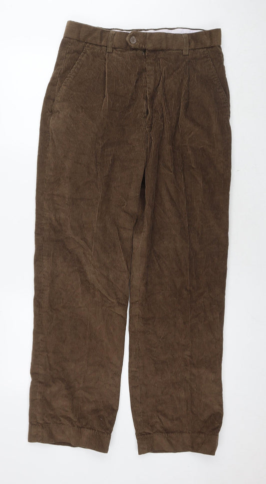 Jolliman Mens Brown Cotton Trousers Size 32 in L31 in Regular Zip