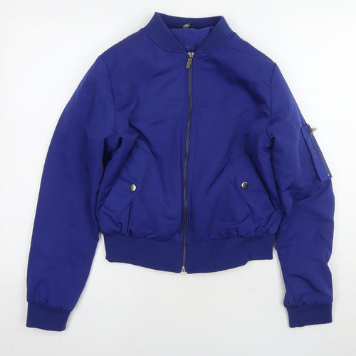 Select Womens Blue Bomber Jacket Jacket Size 10 Zip