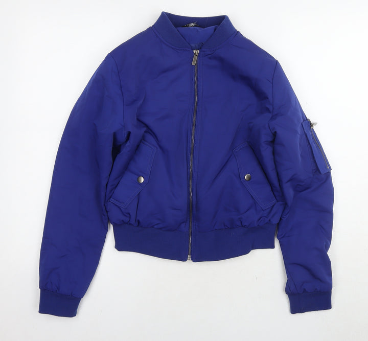Select Womens Blue Bomber Jacket Jacket Size 10 Zip