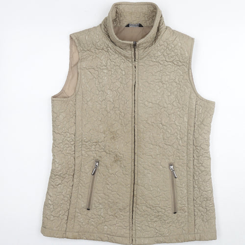Alexara Womens Beige Gilet Waistcoat Size 12 Zip