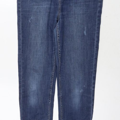 Marks and Spencer Womens Blue Cotton Skinny Jeans Size 12 L27 in Regular Zip