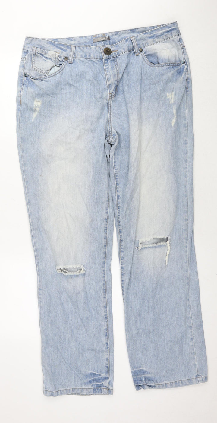 South Womens Blue Cotton Bootcut Jeans Size 16 L33 in Regular Zip