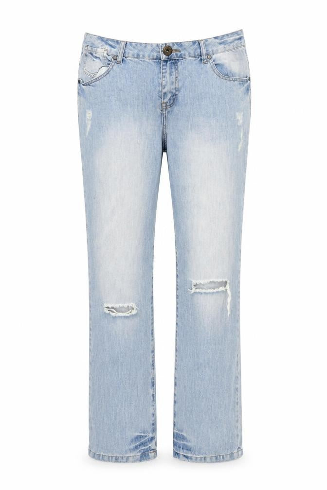 Front view of South women’s blue cotton bootcut jeans, size UK 16, 33-inch leg regular zip