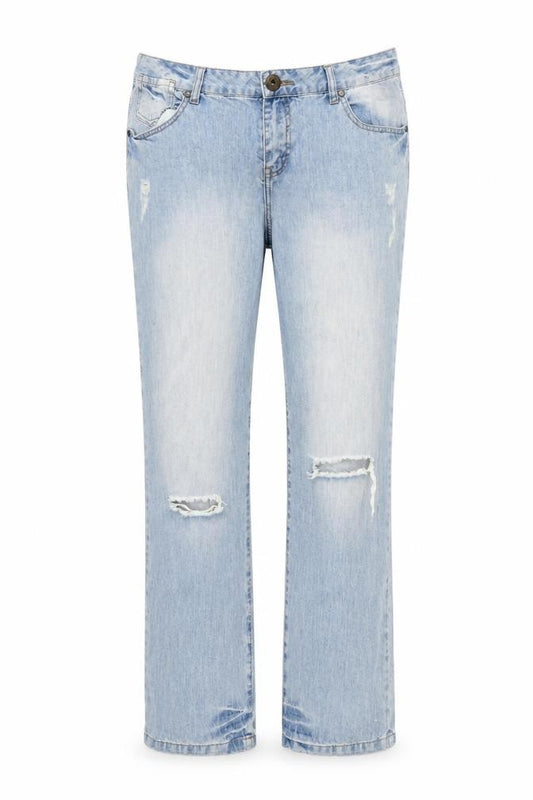 Front view of South women’s blue cotton bootcut jeans, size UK 16, 33-inch leg regular zip
