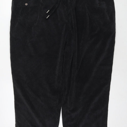 NEXT Womens Black Polyester Trousers Size 18 L26 in Regular Drawstring