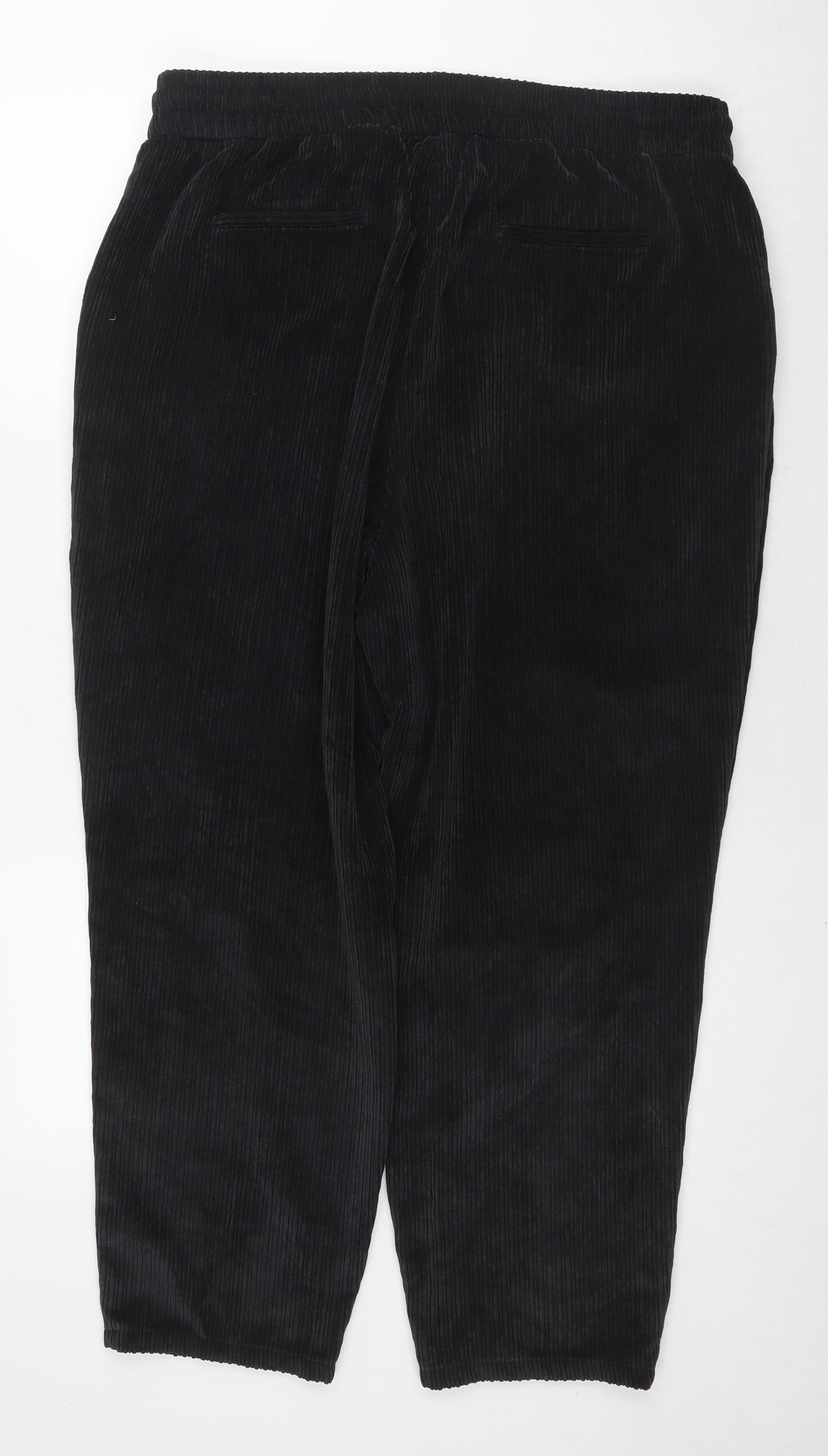 NEXT Womens Black Polyester Trousers Size 18 L26 in Regular Drawstring