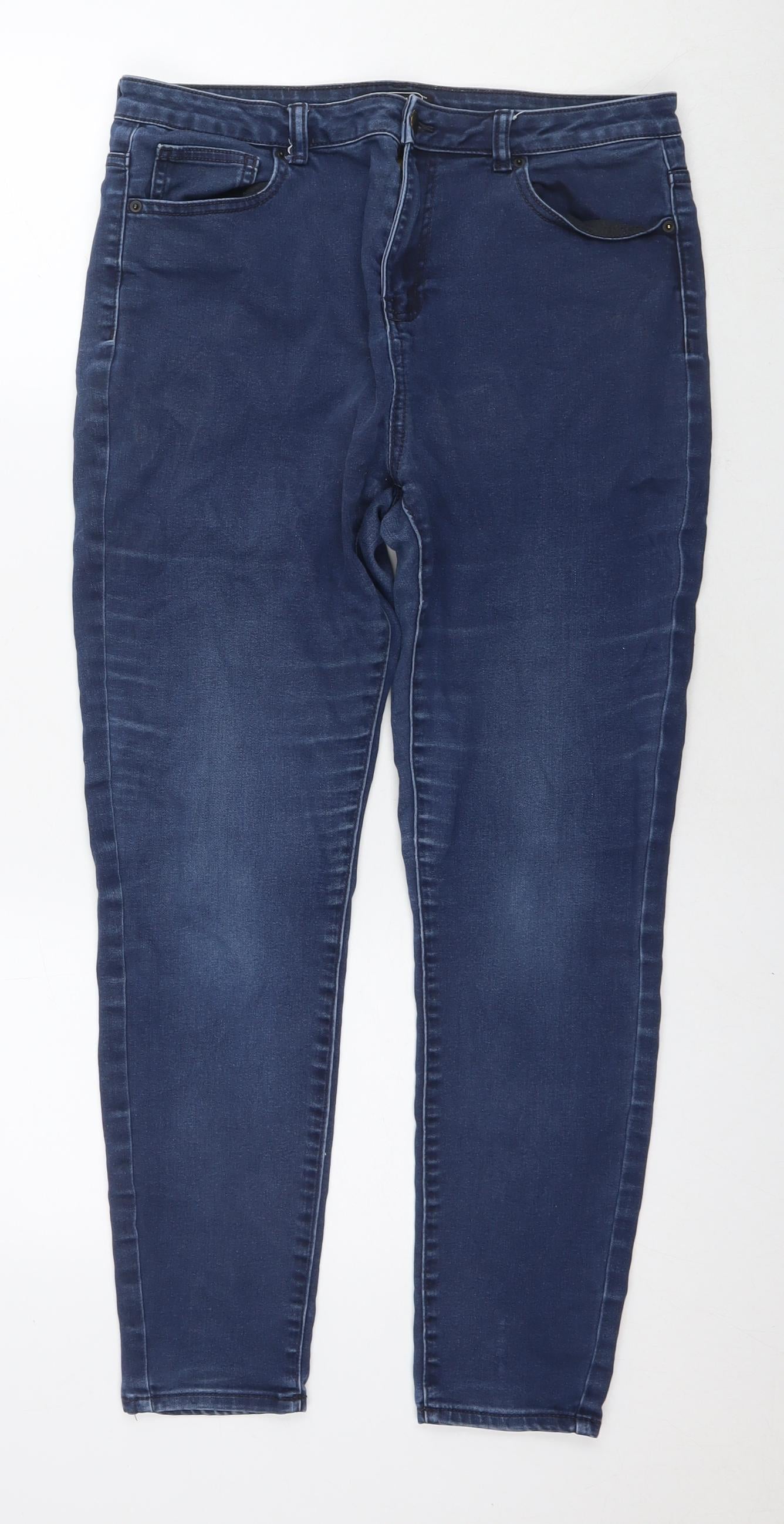 Avenue Womens Blue Cotton Skinny Jeans Size 14 L26 in Regular Zip