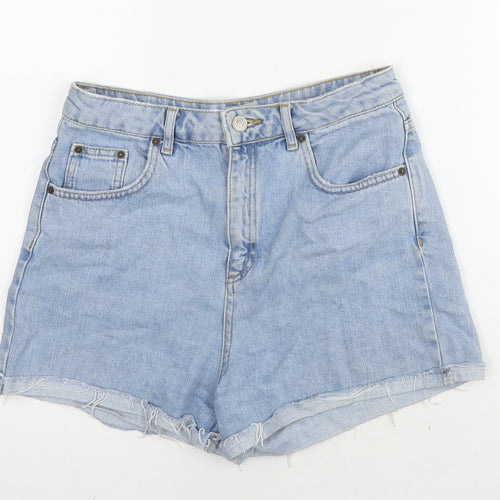 Topshop Womens Blue Cotton Hot Pants Shorts Size 10 L3 in Regular Zip