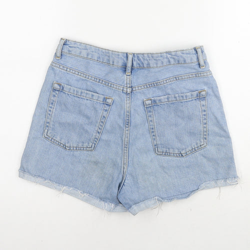 Topshop Womens Blue Cotton Hot Pants Shorts Size 10 L3 in Regular Zip