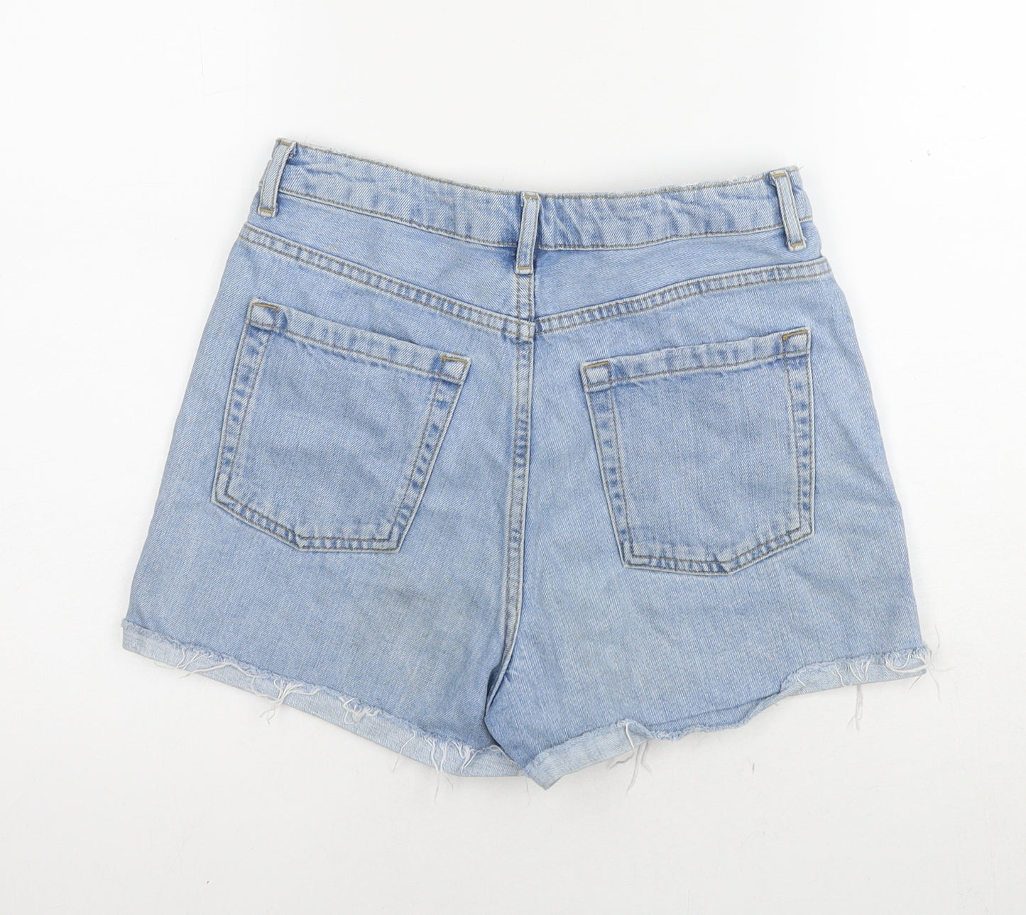 Topshop Womens Blue Cotton Hot Pants Shorts Size 10 L3 in Regular Zip