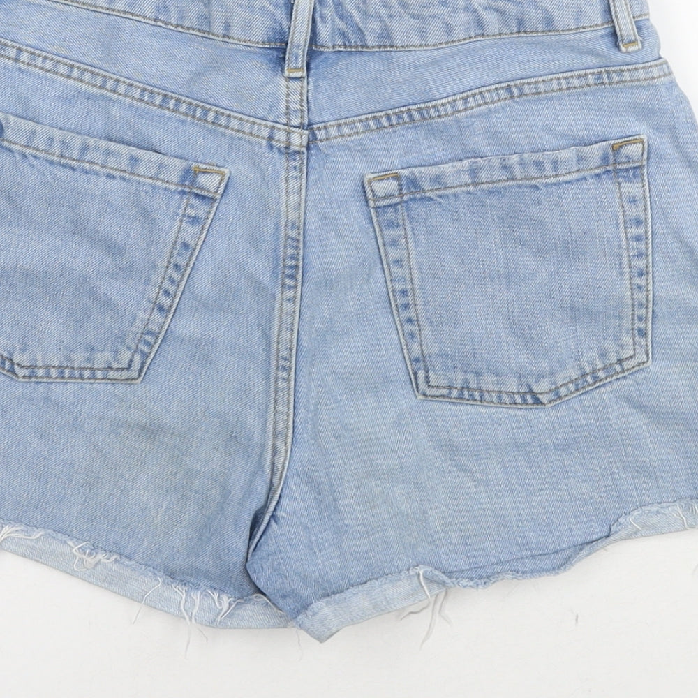 Topshop Womens Blue Cotton Hot Pants Shorts Size 10 L3 in Regular Zip