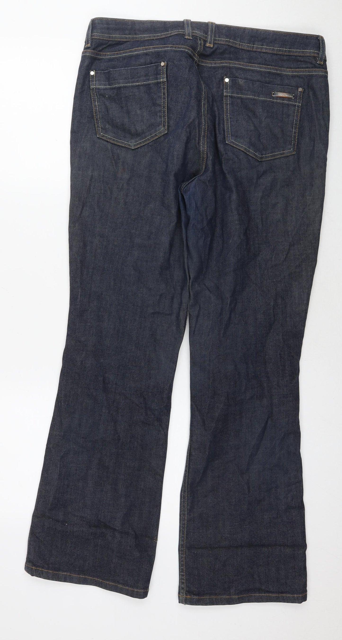 Marks and Spencer Womens Blue Cotton Bootcut Jeans Size 16 L29 in Regular Zip