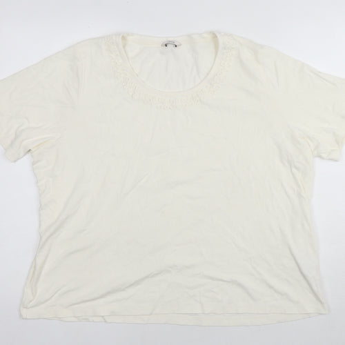 Marks and Spencer Womens White Cotton Basic T-Shirt Size 16 Round Neck
