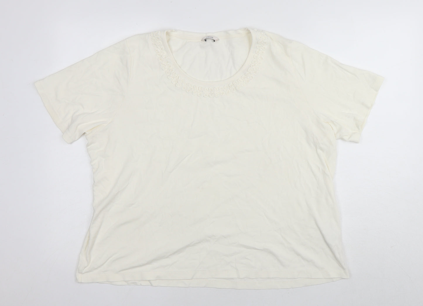 Marks and Spencer Womens White Cotton Basic T-Shirt Size 16 Round Neck
