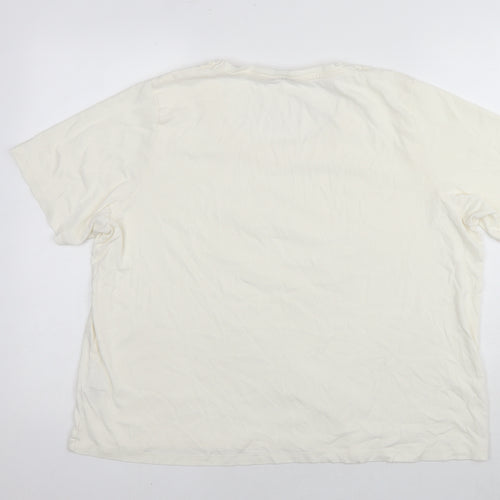 Marks and Spencer Womens White Cotton Basic T-Shirt Size 16 Round Neck
