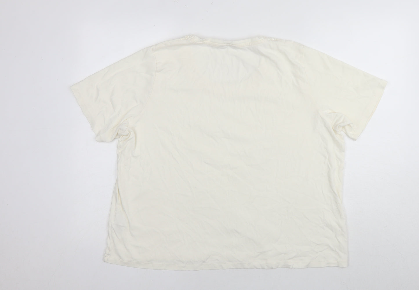 Marks and Spencer Womens White Cotton Basic T-Shirt Size 16 Round Neck