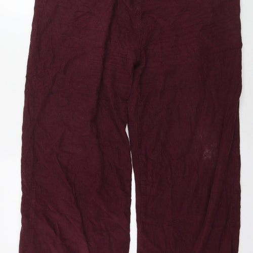 Studio Womens Red Cotton Trousers Size 14 L28 in Regular Zip