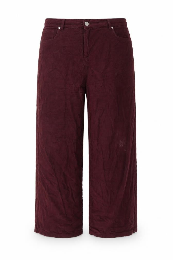 Front view of Studio women’s red cotton trousers, size UK 14, 28-inch leg regular zip