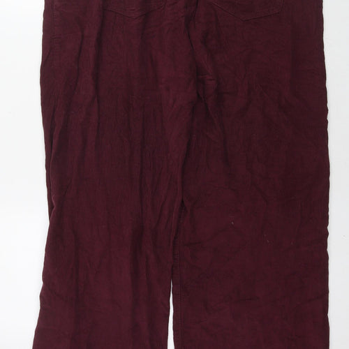 Studio Womens Red Cotton Trousers Size 14 L28 in Regular Zip