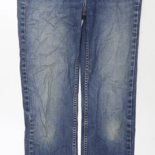 Marks and Spencer Womens Blue Cotton Straight Jeans Size 10 L28 in Regular Zip