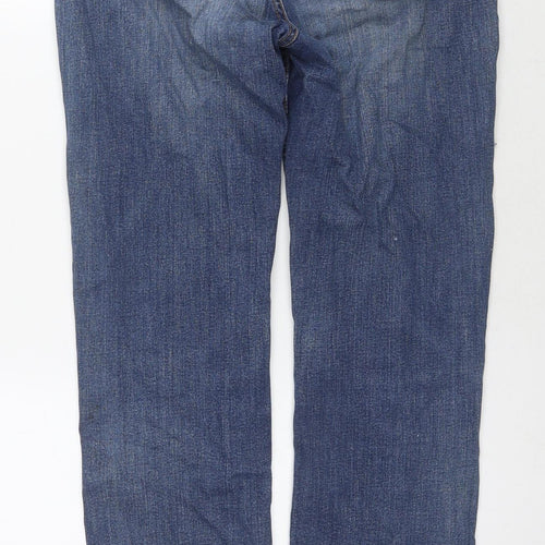 Marks and Spencer Womens Blue Cotton Straight Jeans Size 10 L28 in Regular Zip