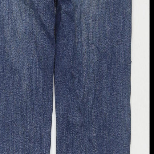 Marks and Spencer Womens Blue Cotton Straight Jeans Size 10 L28 in Regular Zip