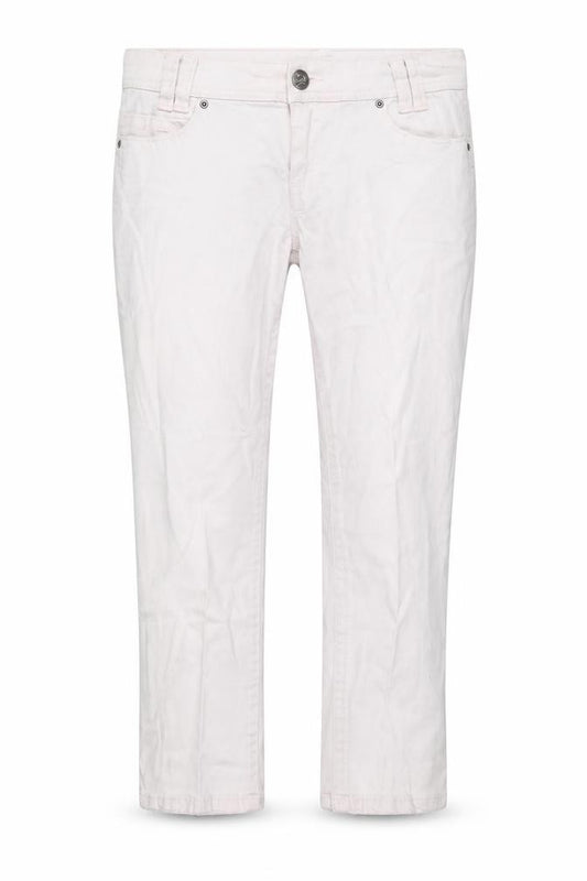 Front view of Amelia Jane women’s ivory cotton cropped jeans, size UK 10, 23-inch leg regular zip