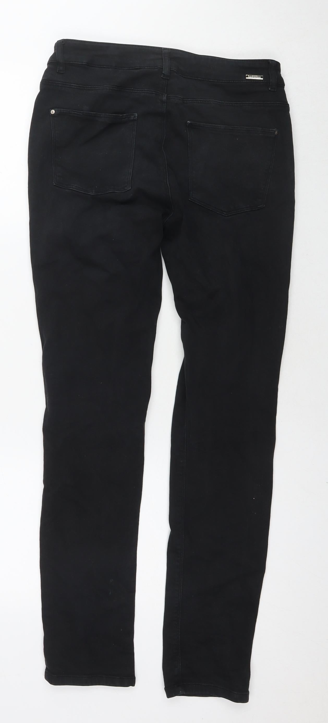 Zara Womens Black Cotton Skinny Jeans Size 14 L30 in Regular Zip