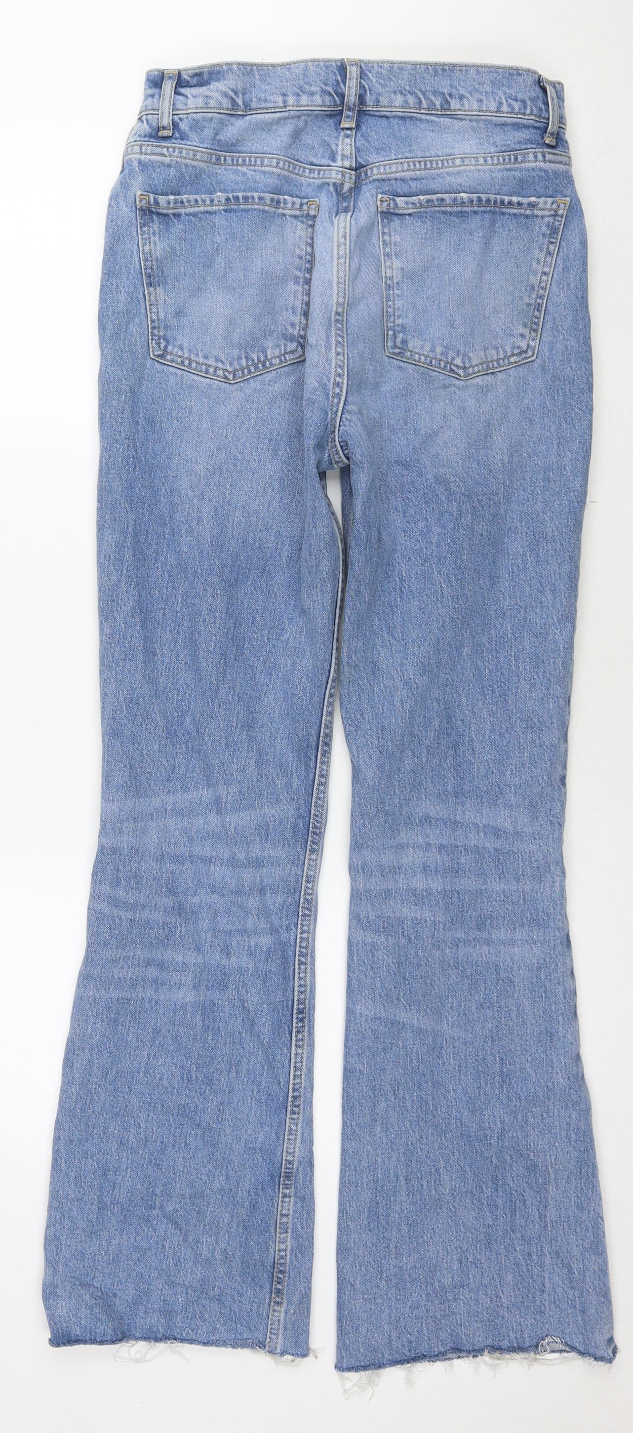 NEXT Womens Blue Cotton Flared Jeans Size 10 L30 in Regular Zip