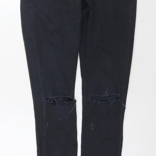 Topshop Womens Black Cotton Skinny Jeans Size 28 L30 in Regular Zip