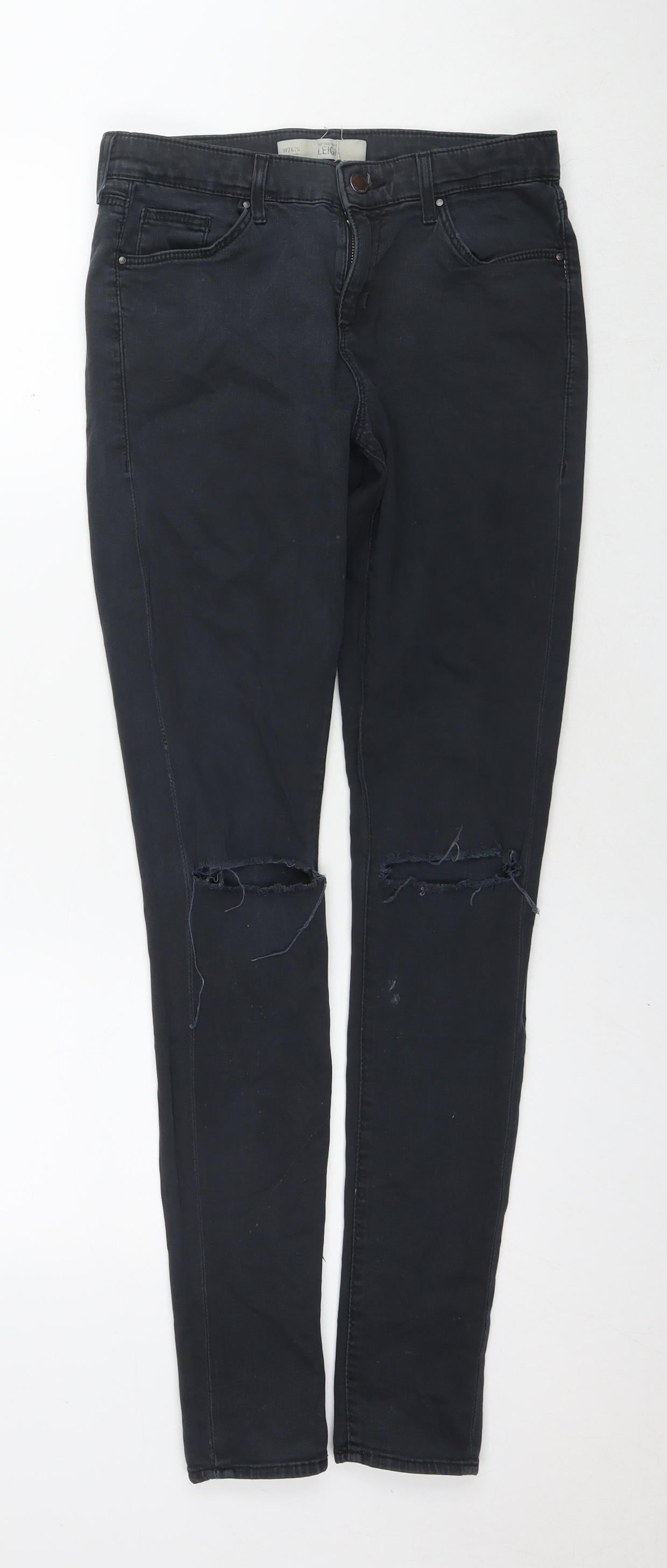 Topshop Womens Black Cotton Skinny Jeans Size 28 L30 in Regular Zip