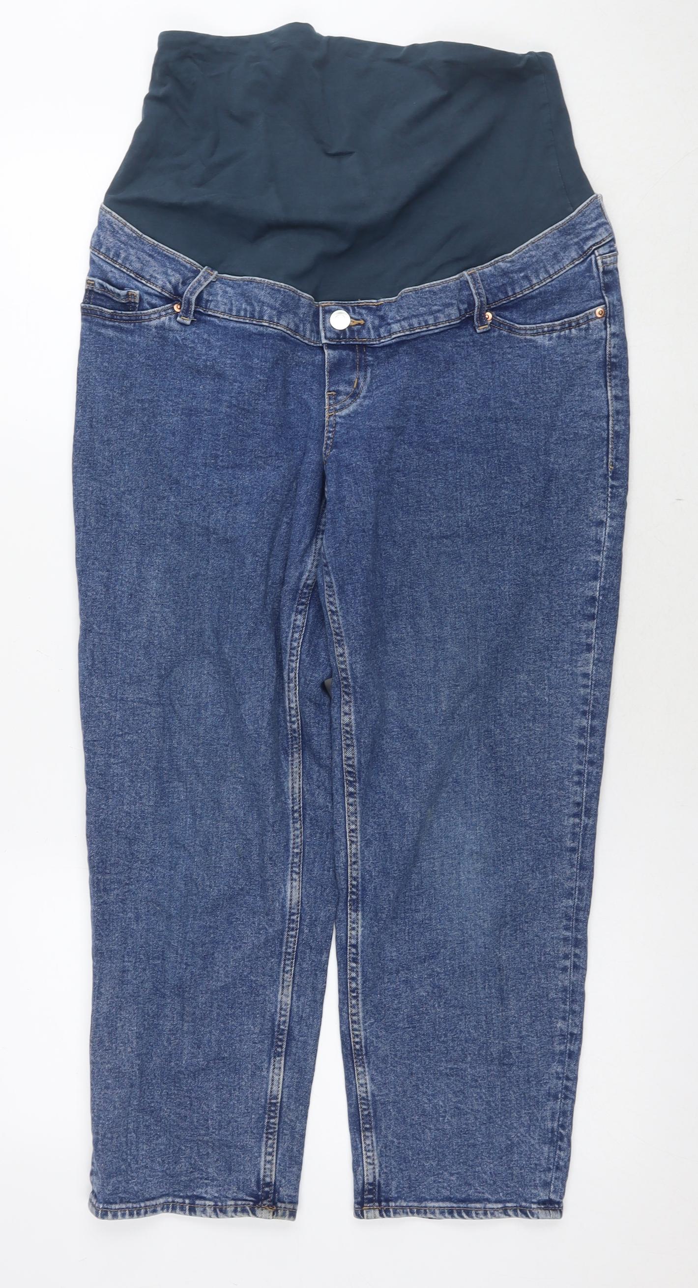 H&M Womens Blue Cotton Mom Jeans Size M L25 in Regular