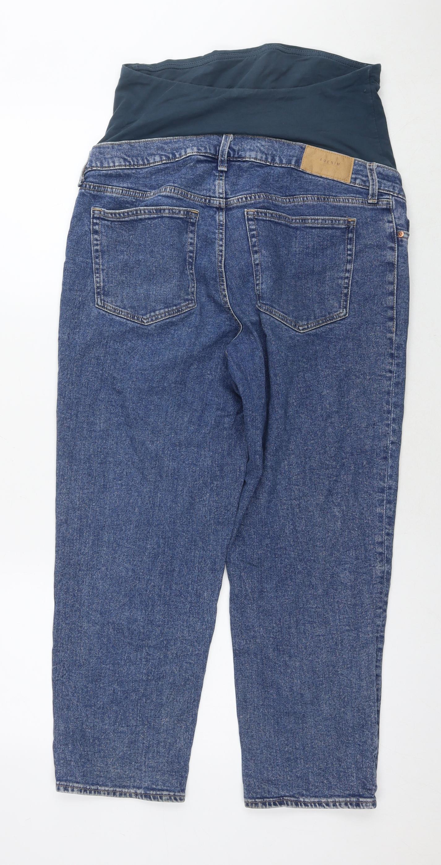 H&M Womens Blue Cotton Mom Jeans Size M L25 in Regular